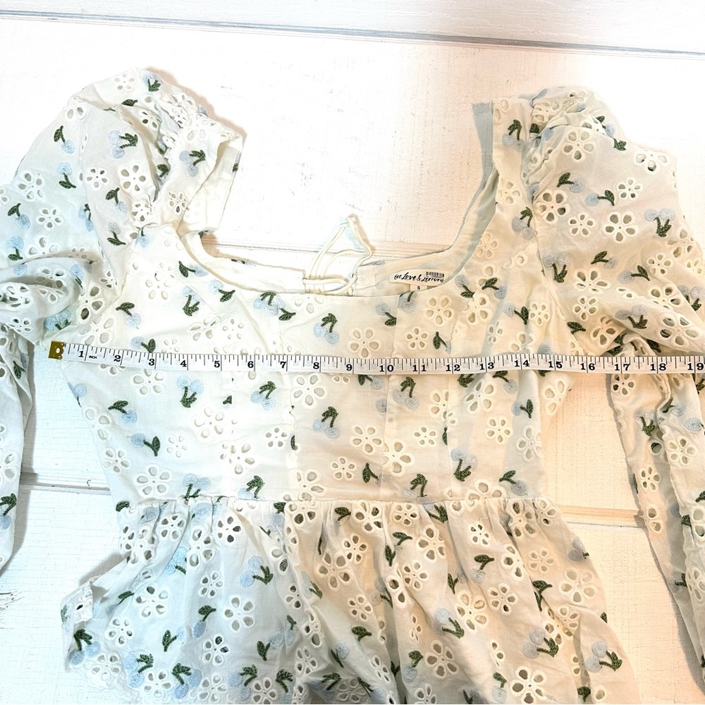 Wild Cherry Cotton For Love & Lemons Gardengirl Small Bow Asymmetrical Eyelet - Picture 6 of 12